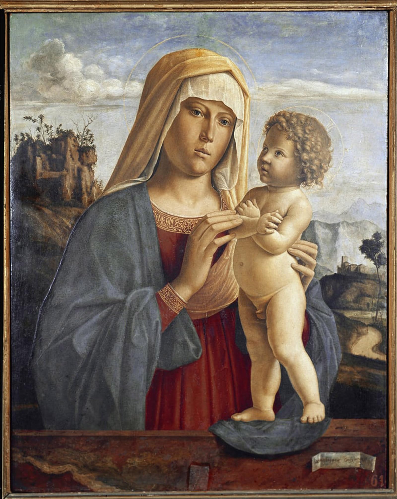 HRJUBWREE Oil Painting Prints on Canvas Painting Picture Virgin with Child Oilon Wood by Battista Cima Da Conegliano Artwork Canvas Prints for Home Decor 60x90cm