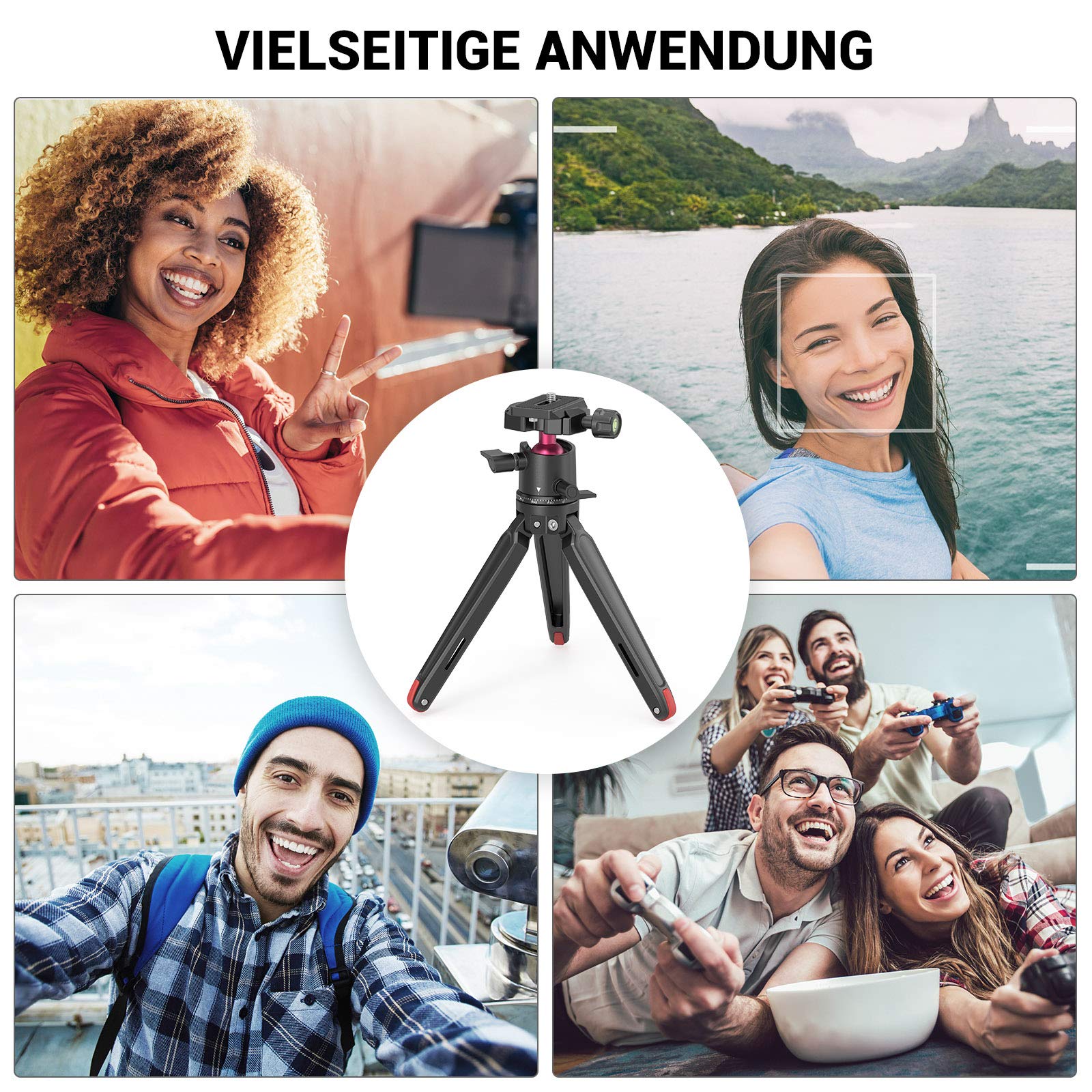 SMALLRIG Kamerastativ Leichtes Mini-Reisestativ aus Aluminium mit 1/4 Schraubbefestigung stativ, Smartphone, DSLR, Maximale Tragfähigkeit 2 kg - 2664