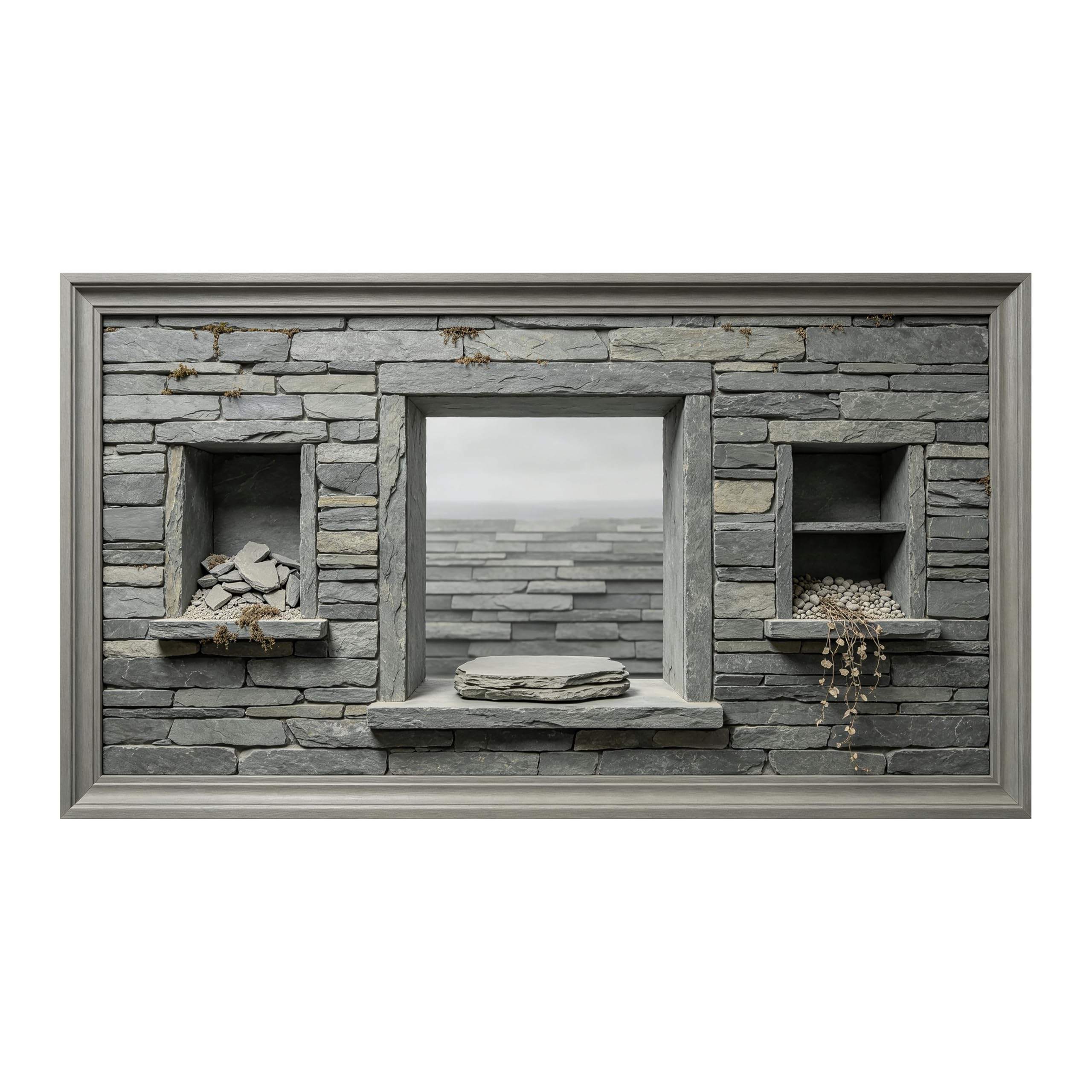 Yzpallescene Art260711190 3D Framed Wall Art Stone Texture Minimalist Trompe Loeil Nordic Large Size Selfadhesive Removable Wall Decor Prints Artwork For Living Room Bedroom Office