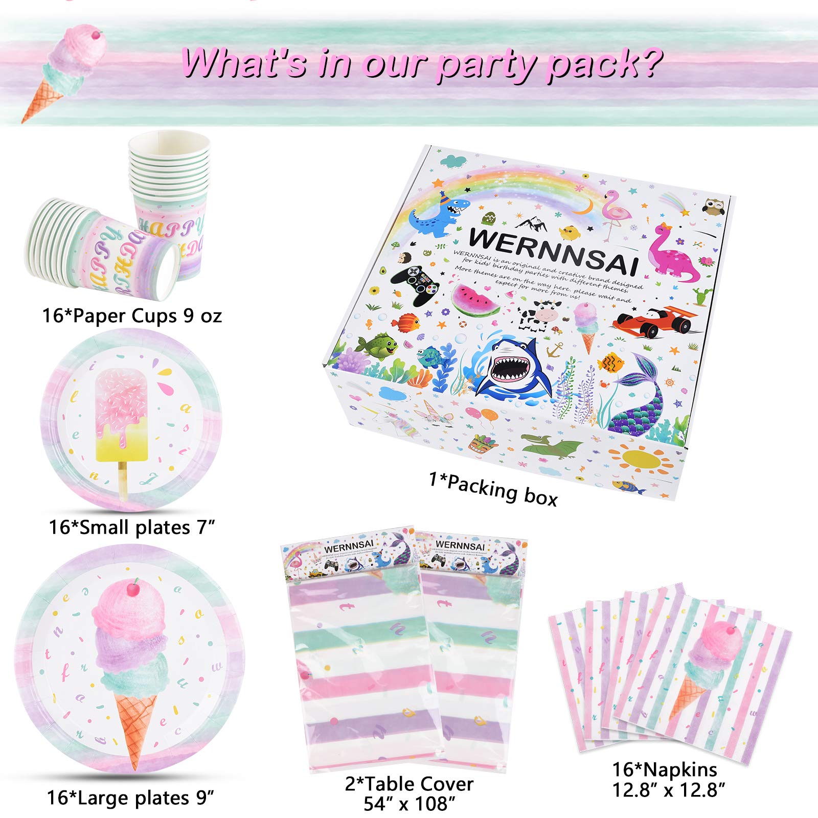 Eiscreme-Party-Set Für 20 Personen – Inkl. Teller, Becher, Servietten, Deko & Mehr