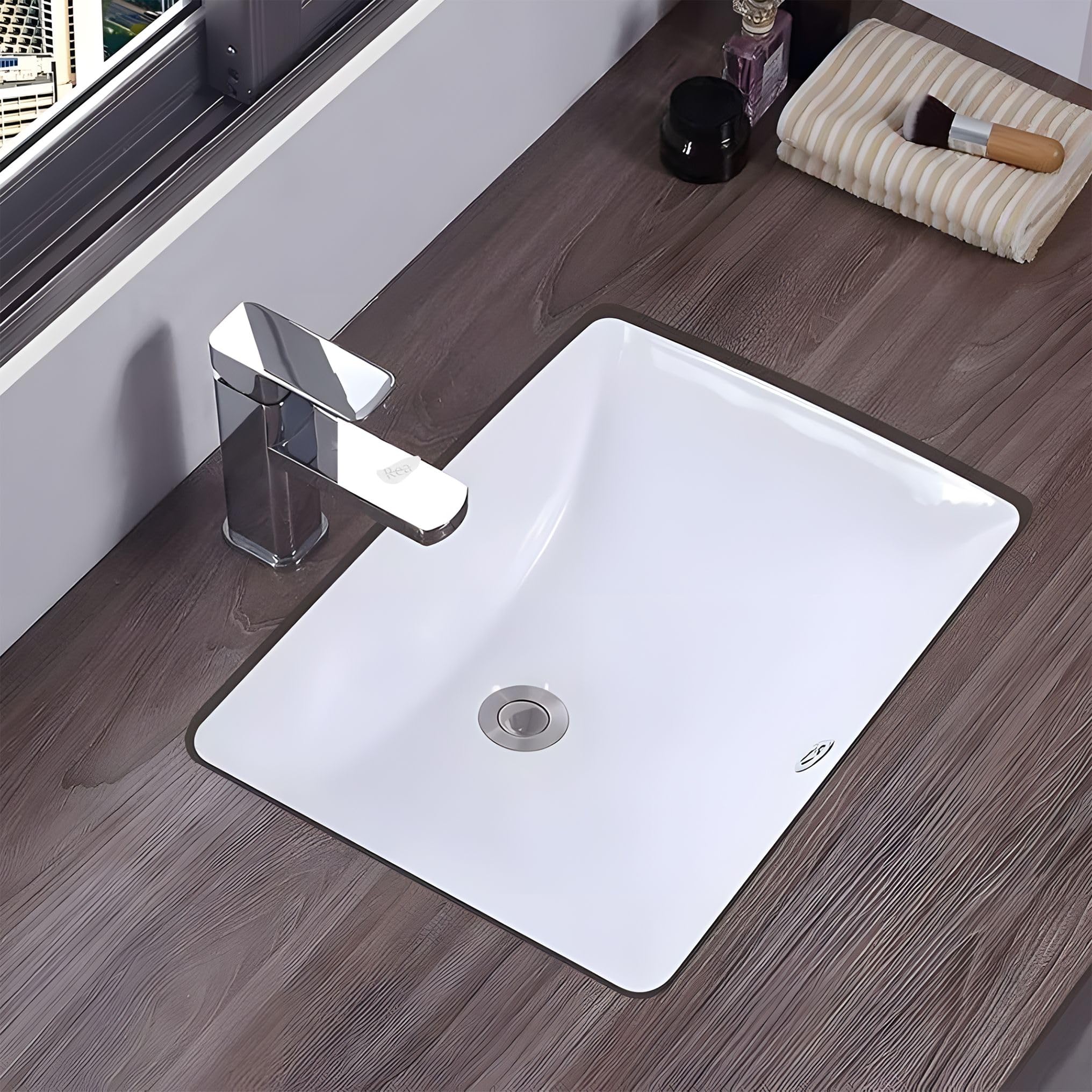 Rea - Lavabo Da Incasso Adela Lavabo Bagno 460 X 330 X 190 mm Ceramica (Bianco)