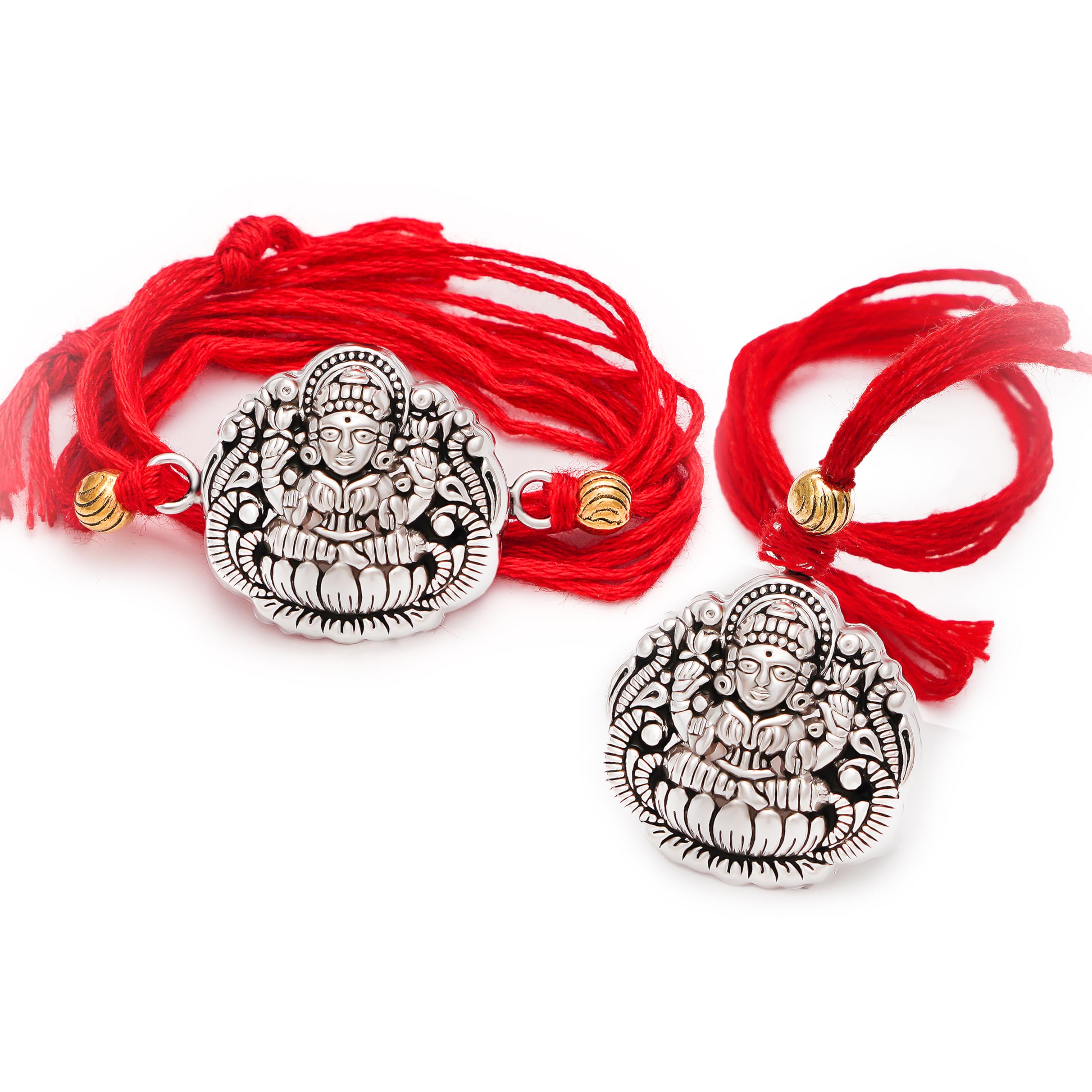 Milan Jewellers Certified 99.5% Pure Real Silver Antique Laxmi ji lumba Rakhi/Designer Rakhi Traditional lumba for Bhabhi (Bhaiya Bhabhi Pair) (B0D9K1PLDC) Amazon Price History, Amazon Price Tracker