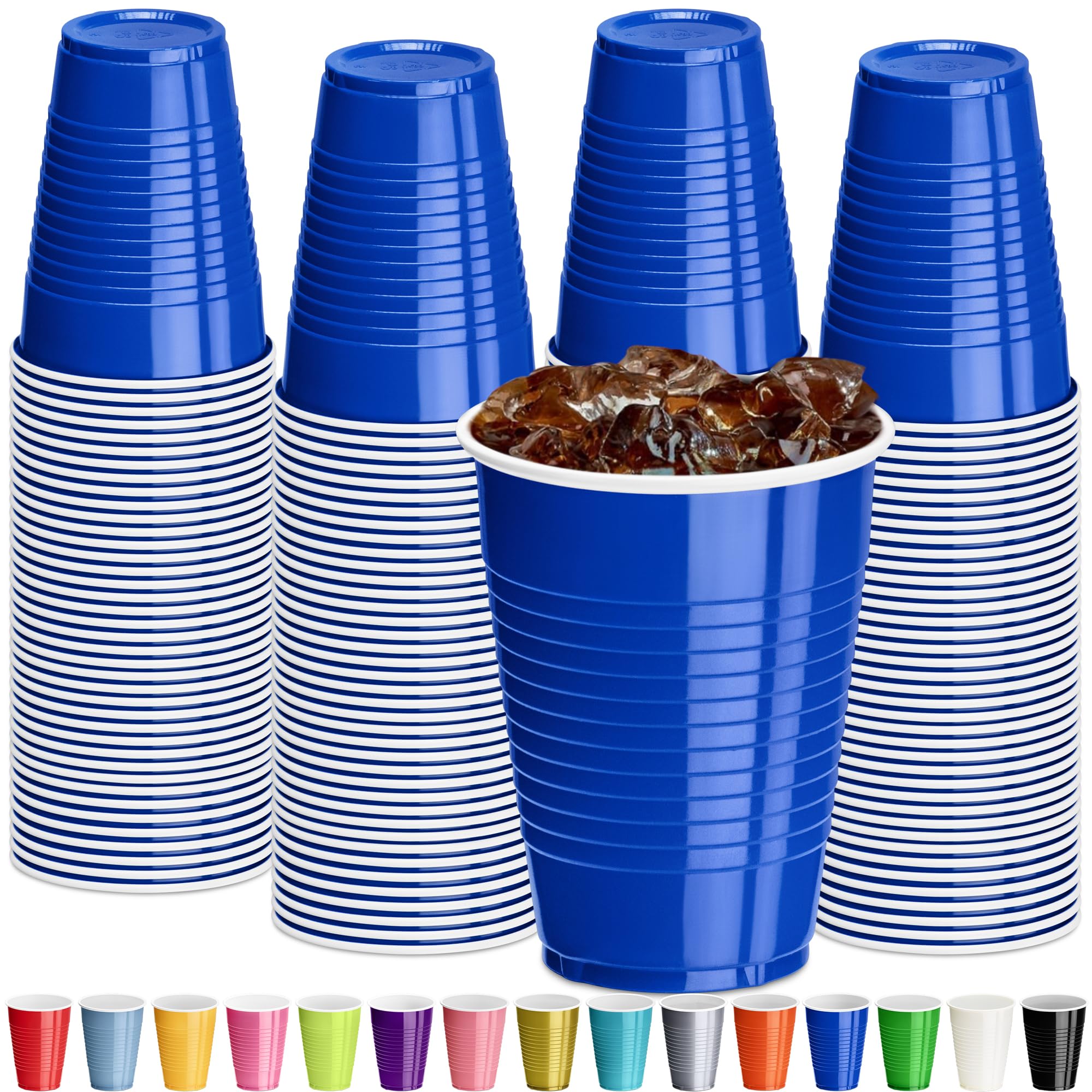Amazon.com: DecorRack Blue Plastic Cups, 12 oz Disposable Cups, Reusable  Party Supplies (120 Count) : Health & Household