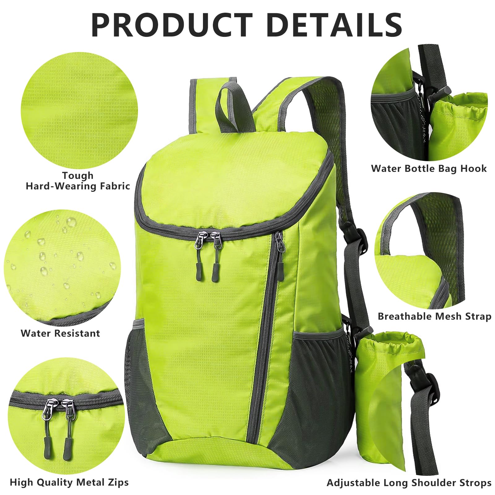 Yoolly Lightweight Foldable Backpack, Small Hiking Rucksack - Image 3