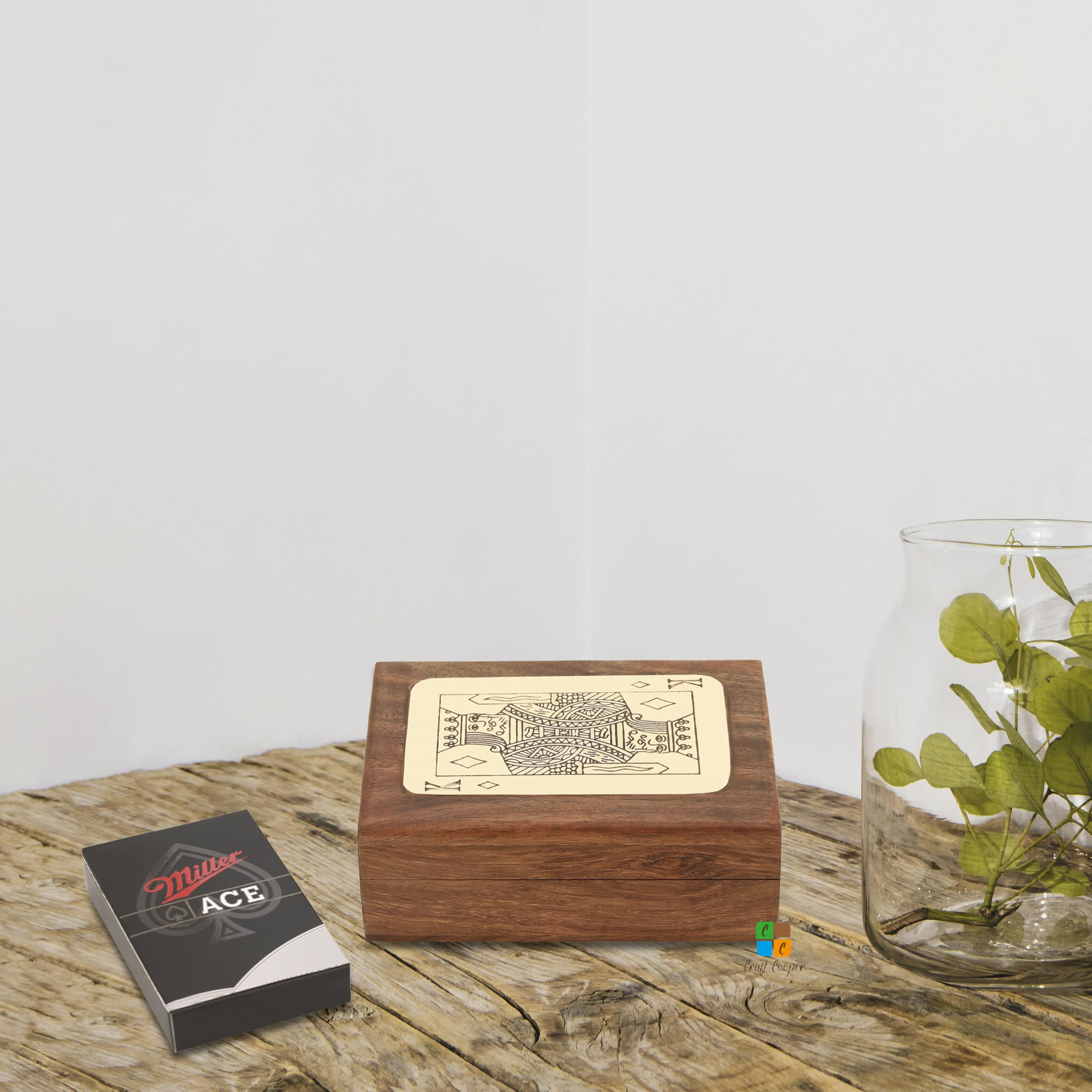 Craft Cooper || Unique Birthday Gift Ideas Handcrafted Classic Wooden Playing Card Holder Deck Box Storage Case Organizer (BROWN, 8x11x3.5) 3