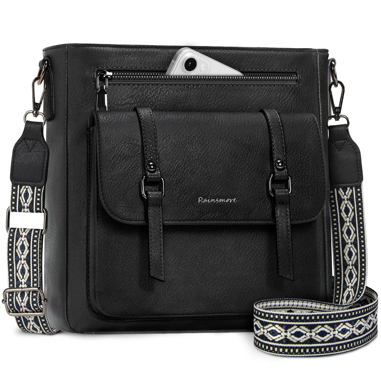RAINSMORE Cross Body Tas Vrouwen Waterdichte PU Lederen Medium Crossbody Tas Met Multi-Pocket Vrouwen Handtassen & Schoudertas Met Verstelbare Brede Riem, Beige Bruin, M RAINSMORE Cross Body Tas Vrouwen Waterdichte PU Lederen Medium Crossbody Tas Met Multi-Pocket Vrouwen Handtassen & Schoudertas Met Verstelbare Brede Riem, Beige Bruin, M