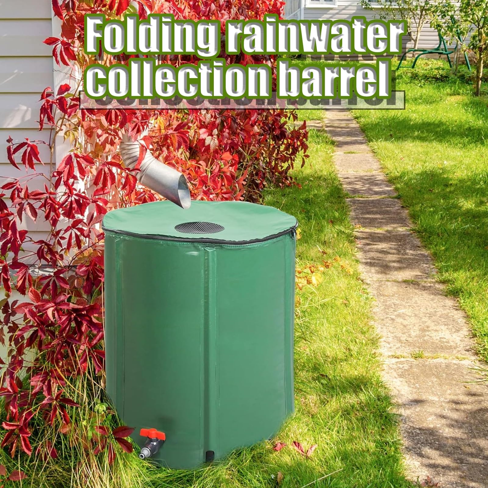 Sistema portátil de recolección de Agua de Lluvia de 1350 l para riego de Jardines (Negro)