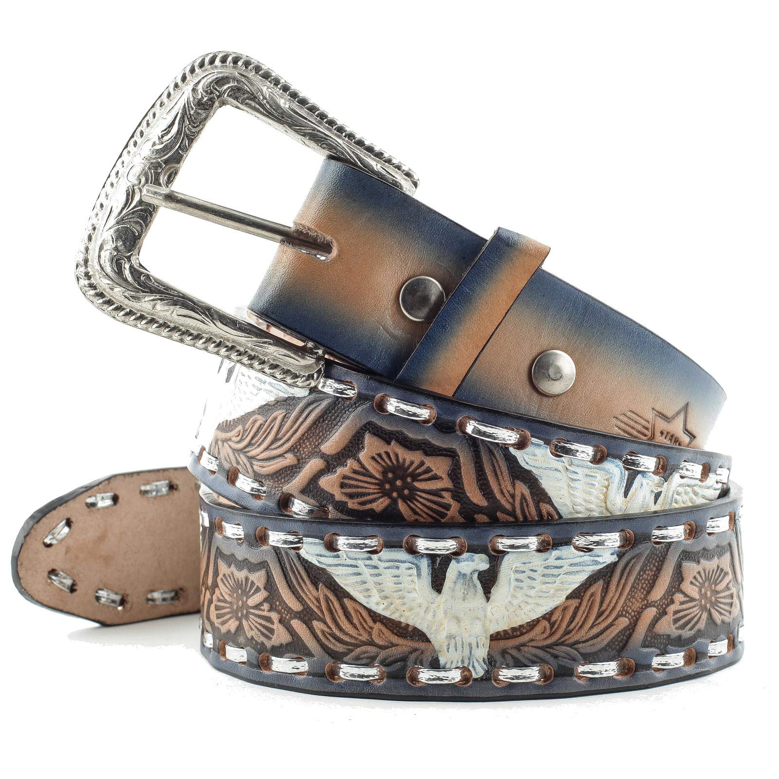WG-113 Ceintures western country en cuir STARS & STRIPES HOMME/FEMME | la joya-western