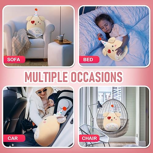 Miniatura 7 de BSTAOFY Almohada de felpa suave de 14 pulgadas para cachorros, de peluche, regalo de cumpleaños para niñas, niños, bebés y niños