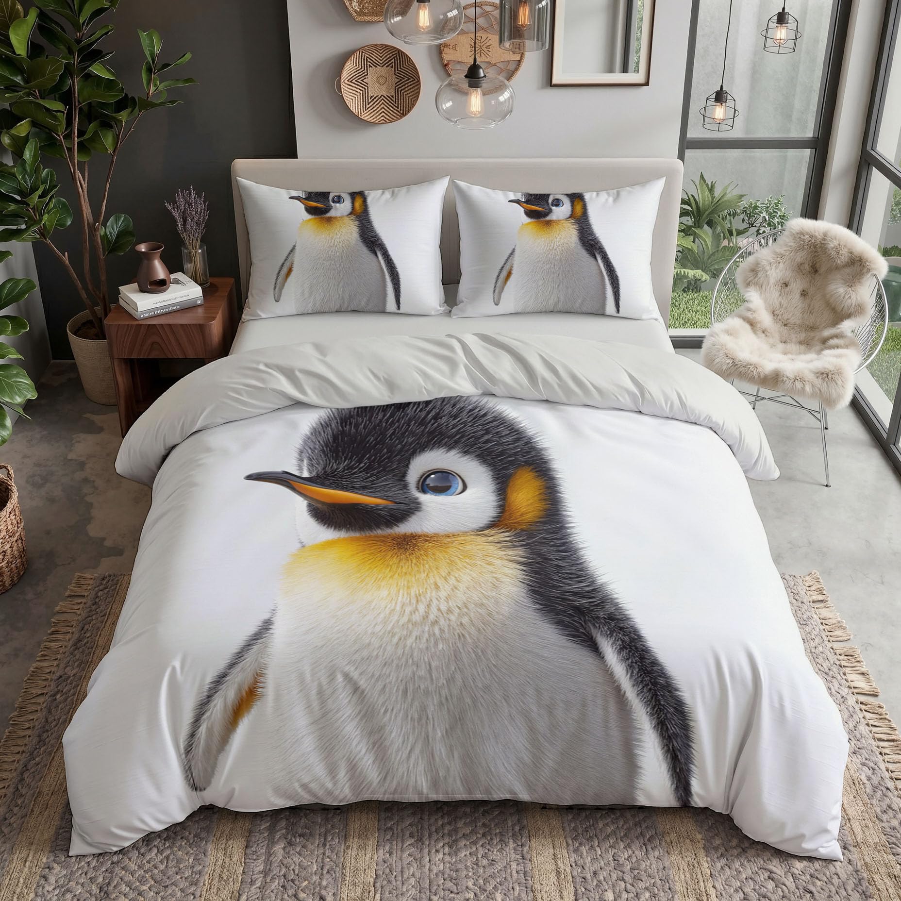 Parure de lit pingouin mignon crée une ambiance cocooning dans la chambre des enfants