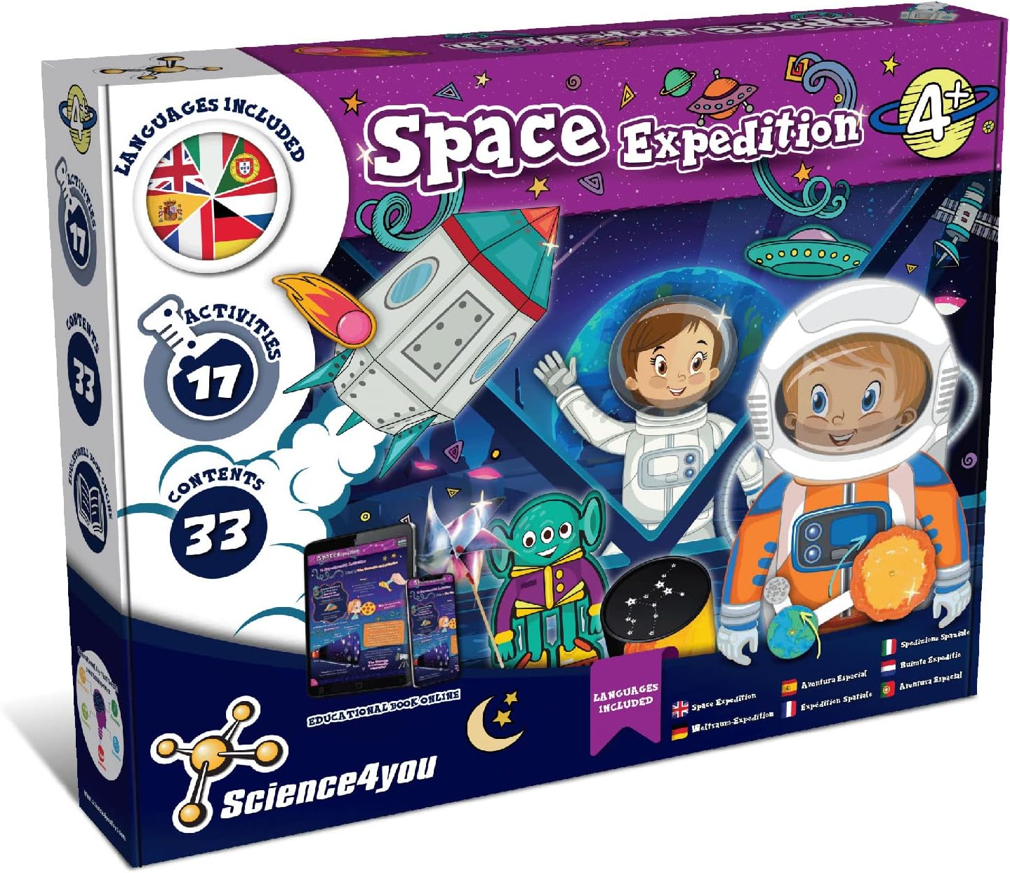 Space Lab Adventure for Kids 4+ Years - Crafts Set, 17 Activities: Solar System Model, Space Torch for Kids, Model Rocket - Fun Astronomy Gifts, Stem Toys Age 4 5 6 7