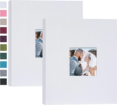 Mublalbum Álbum de fotos pequeño de 8 x 10 pulgadas, paquete de 2 cubiertas de lino, cada mini libro de fotos de 26 páginas con capacidad para 52