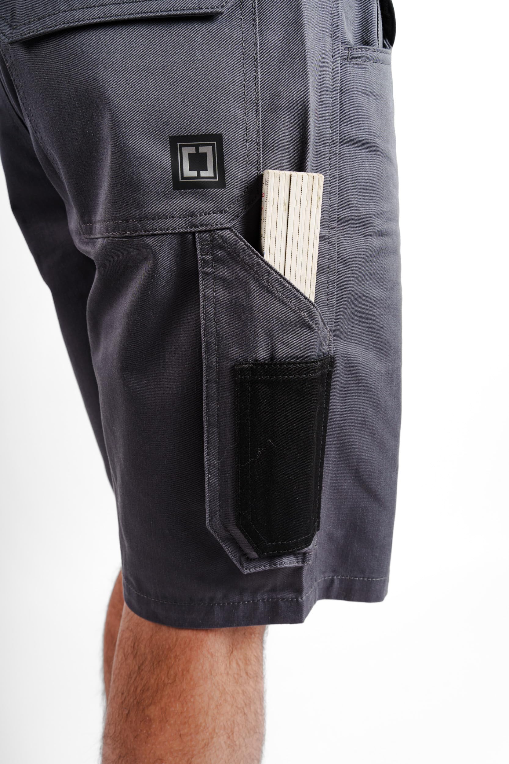 Short de travail professionnel pour homme - Short de travail résistant avec taille extensible et poches cargo - Vêtement de travail d'été robuste pour la construction et le jardin