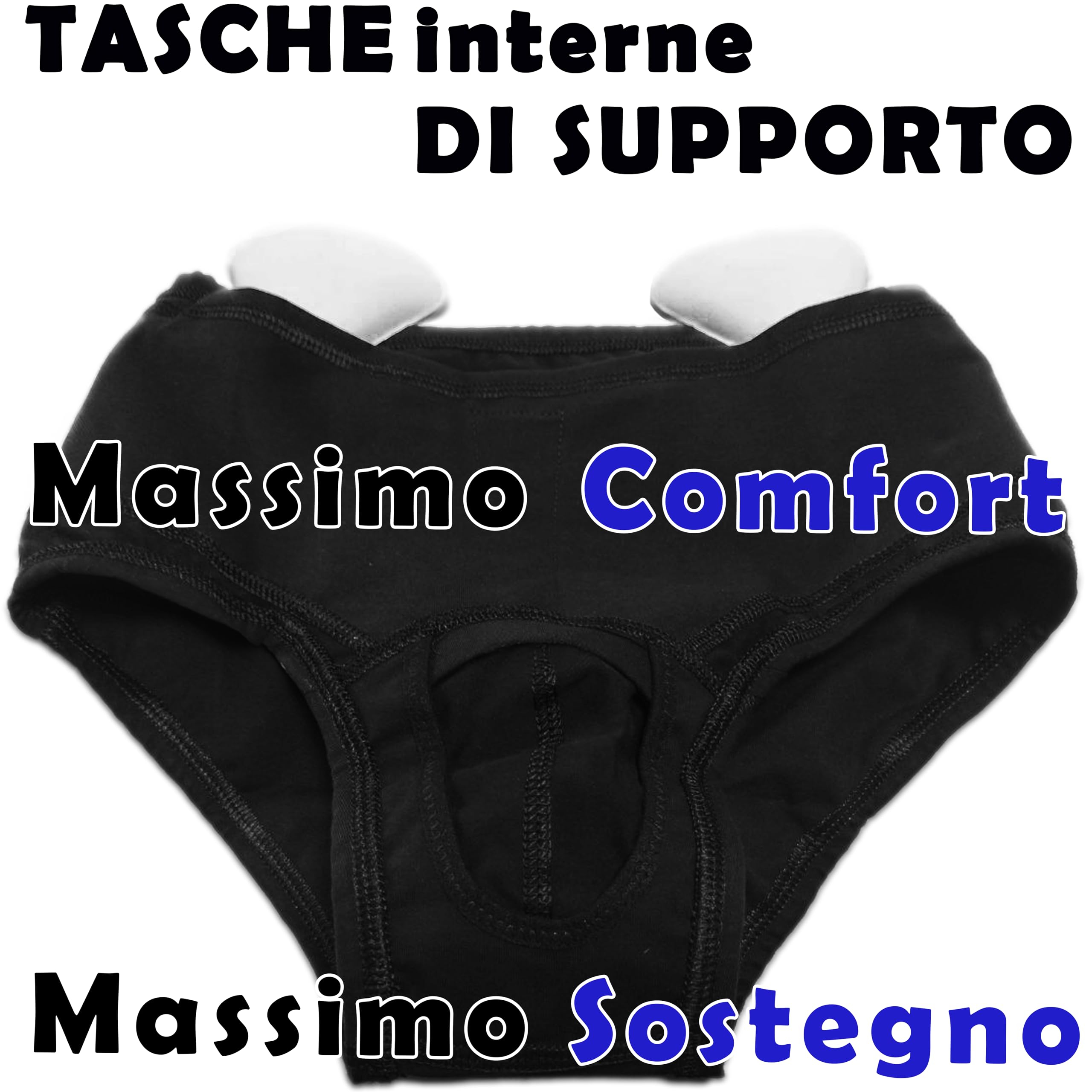 BODYPERFECT Slip Elastico per Ernia Inguinale Supporto con 2 cuscinetti di compressione Post Operatorio L Nero
