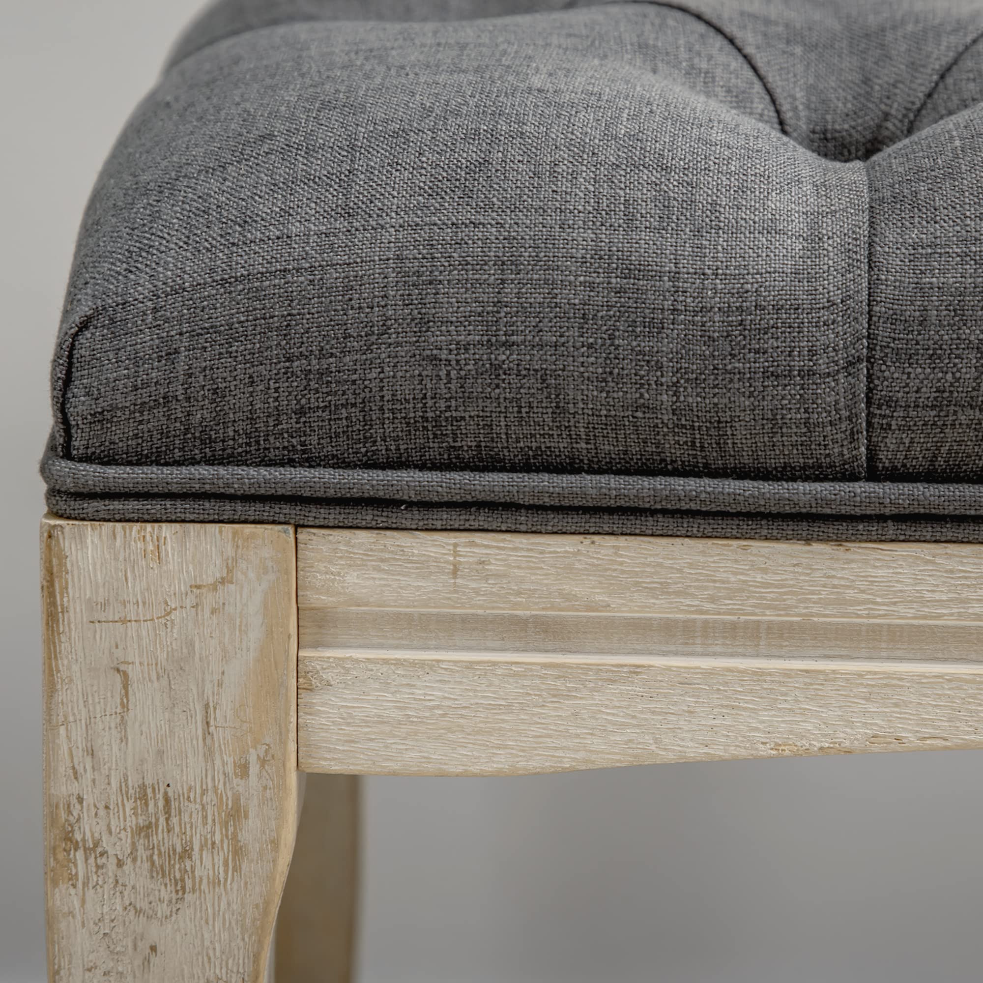 HOMCOM Panca imbottita stile classico, 110 cm, con testiera imbottita in lino, base in legno di Hevea intagliato, lino, grigio