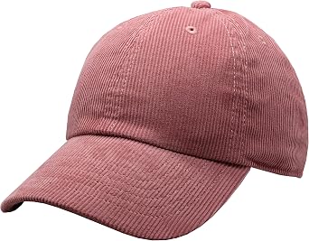 Newhattan Solid Corduroy 100% Cotton Vintage Unisex Baseball Adjustable Polo Trucker Cap Hat Smoke Pink