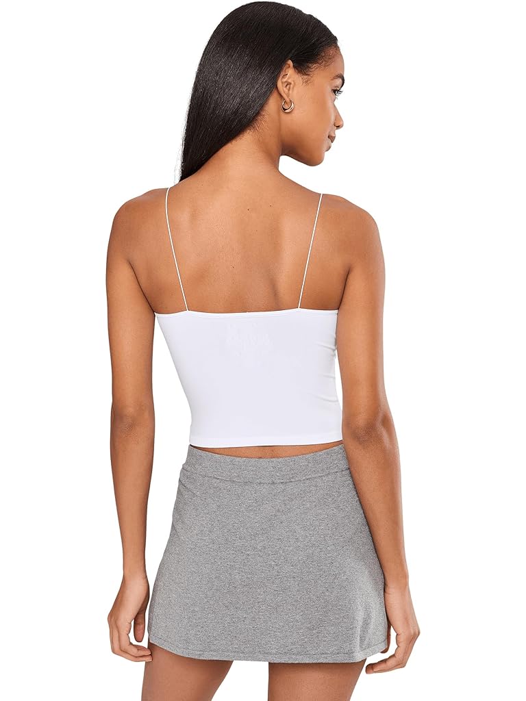 White Free People Seamless Skinny Strap Crop Cami