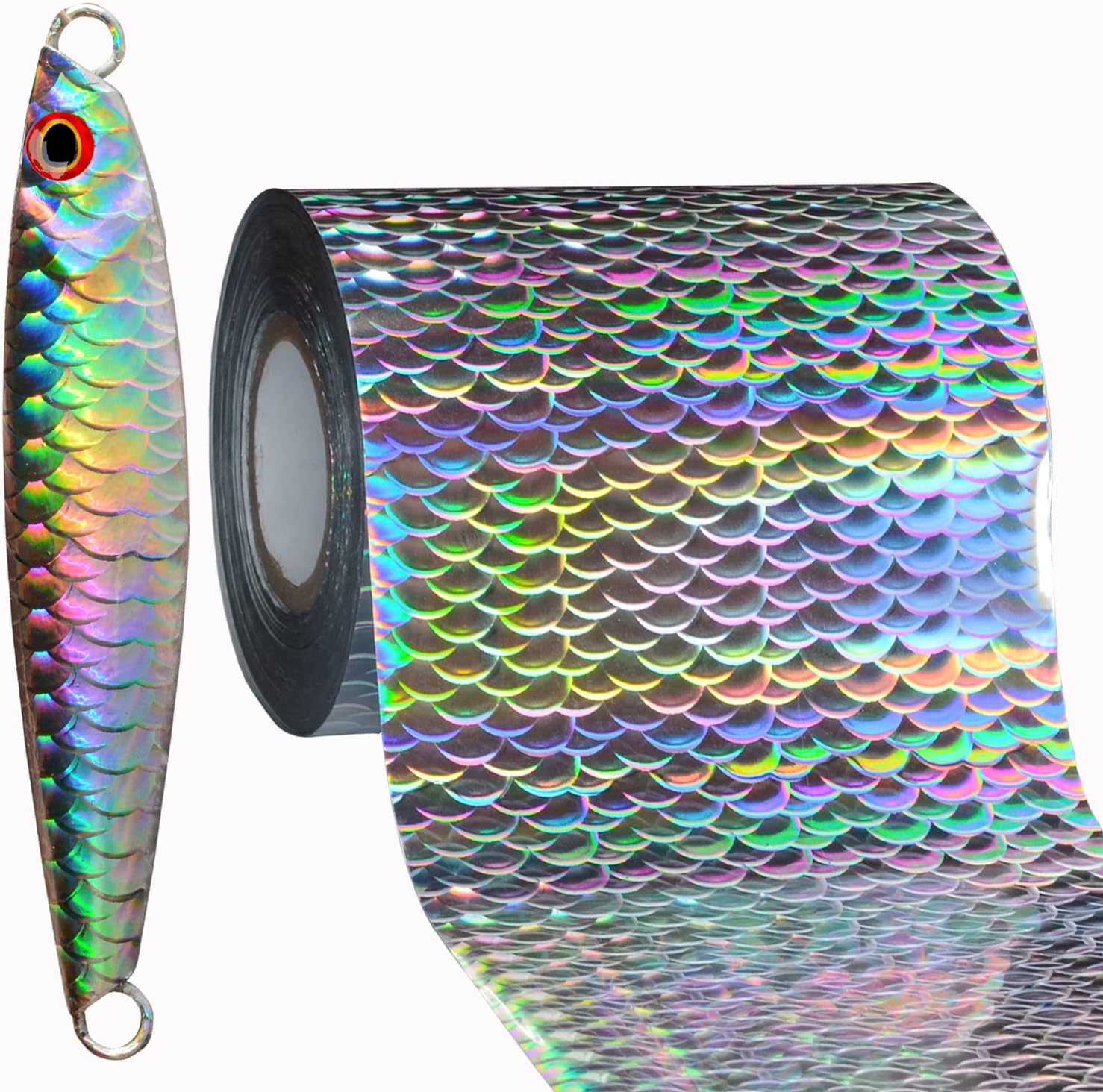 Hot Stamping Foil 8CM*120M for DIY Fishing Lure Fish Scales Bait Jig Holographic Lazer Handwork Colorful Transfer Film Fishing Gear Accessories Make Your Own Hard Fishing Bait Supplies