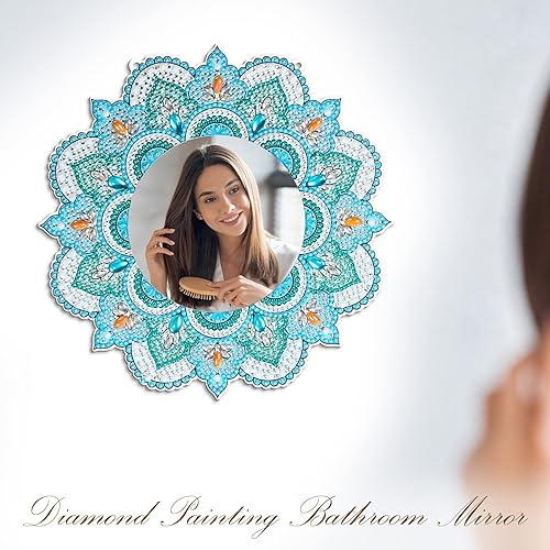 Marsui Espejo de pintura de diamantes, kit de pintura de diamantes, espejo de pintura de diamante para adultos, niños principiantes, regalos de