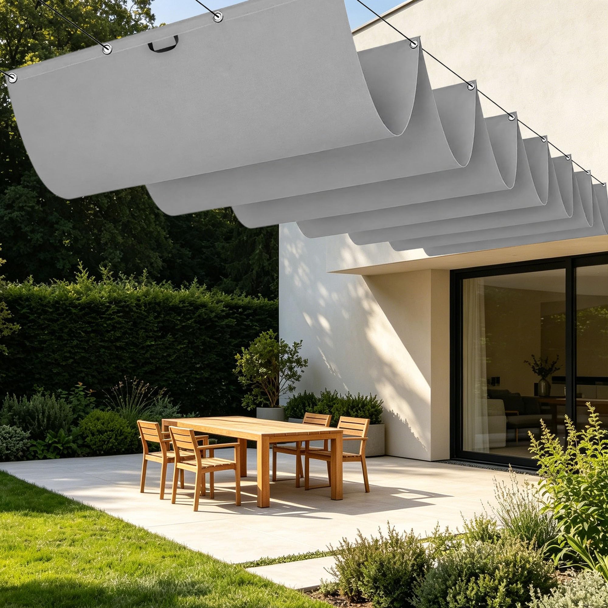 Voile ombrage rectangulaire 200x320 pour repas sur la terrasse