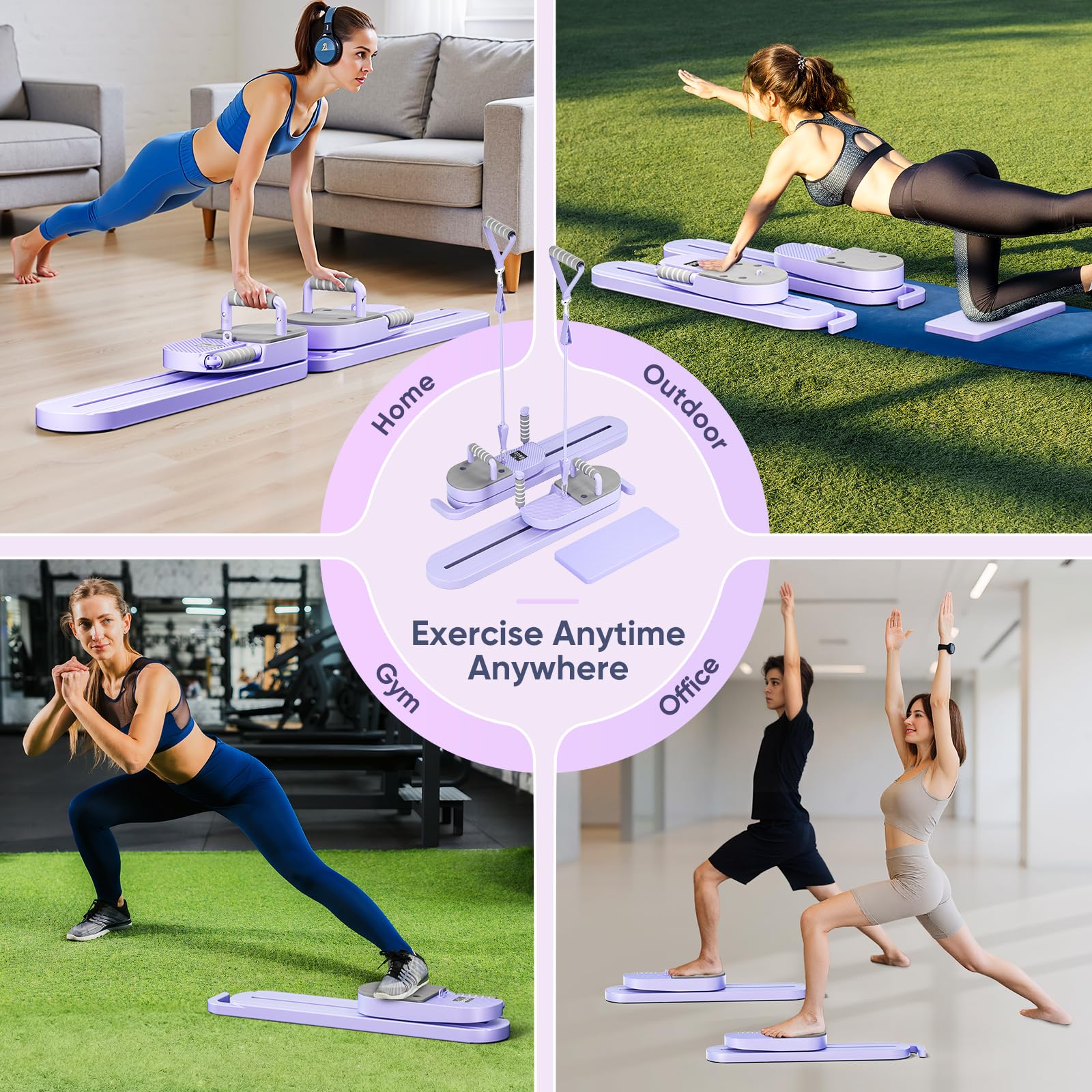 Planche de Pilates Split, LED Reformer Pilates Machine for a Complete Body Workout, Multifunctional Device for Abdominals and Muscle Strengthening at Home