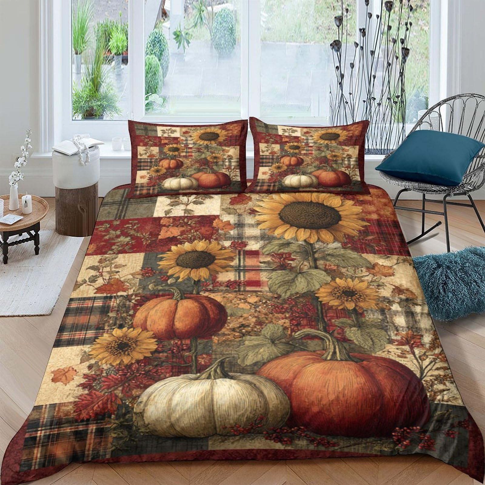 Ctjqhvkz Style-2 3D Printed Autumn Pumpkin Fitted Sheet Microfiber Sunflower Mattress Cover For Bedroom Guest Room Machine Washable Decor Single（135X200cm）