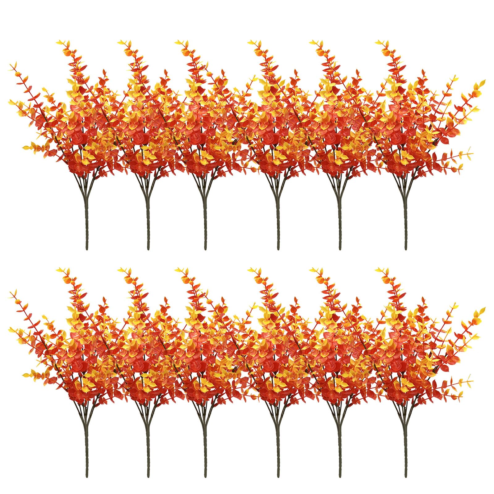 Tsophreniq 12Pieces Long Eucalyptuses Stems Artificial Florals Ornament Realistic Plant Foliages for Seasonal Home Embellishments Fall Florals Arrangement