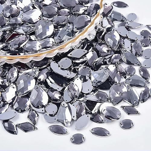200 piezas de diamantes de imitación de cristal de formas mixtas, piedras acrílicas con parte trasera plana, piedras de diamante para manualidades,