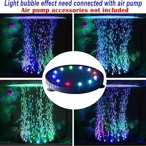 Miniatura 2 de 3.6 pulgadas 9 luces LED de burbujas de acuario, piedra de aire sumergible, para tanque de peces sumergible, lámpara de burbuja de aire para