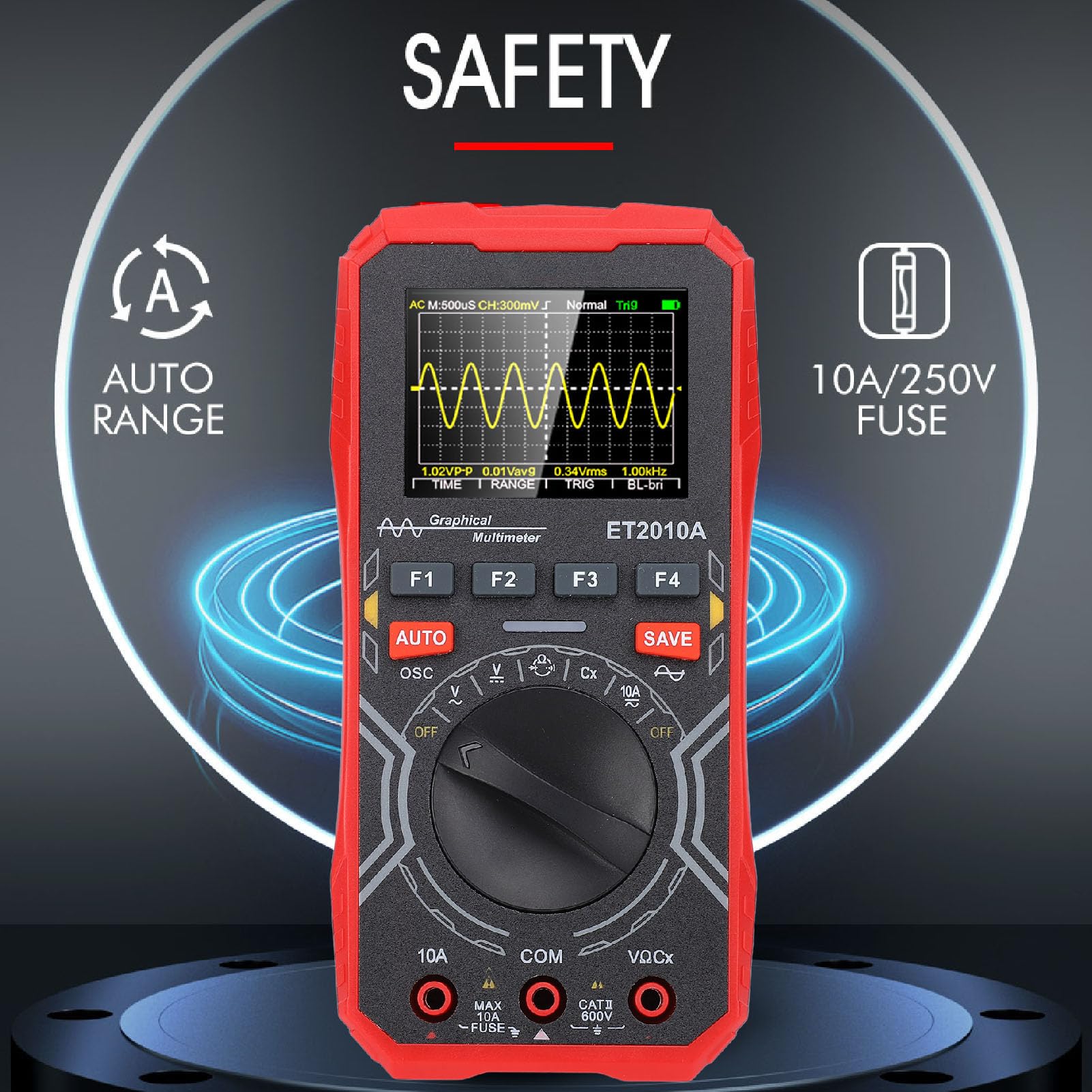 Tragbares Multimeter-Oszilloskop, Automatischer Ruhezustand, 1 MHz Bandbreite, 2,5 Msps Abtastrate, Tragbares Mini-Oszilloskop für die Industrie