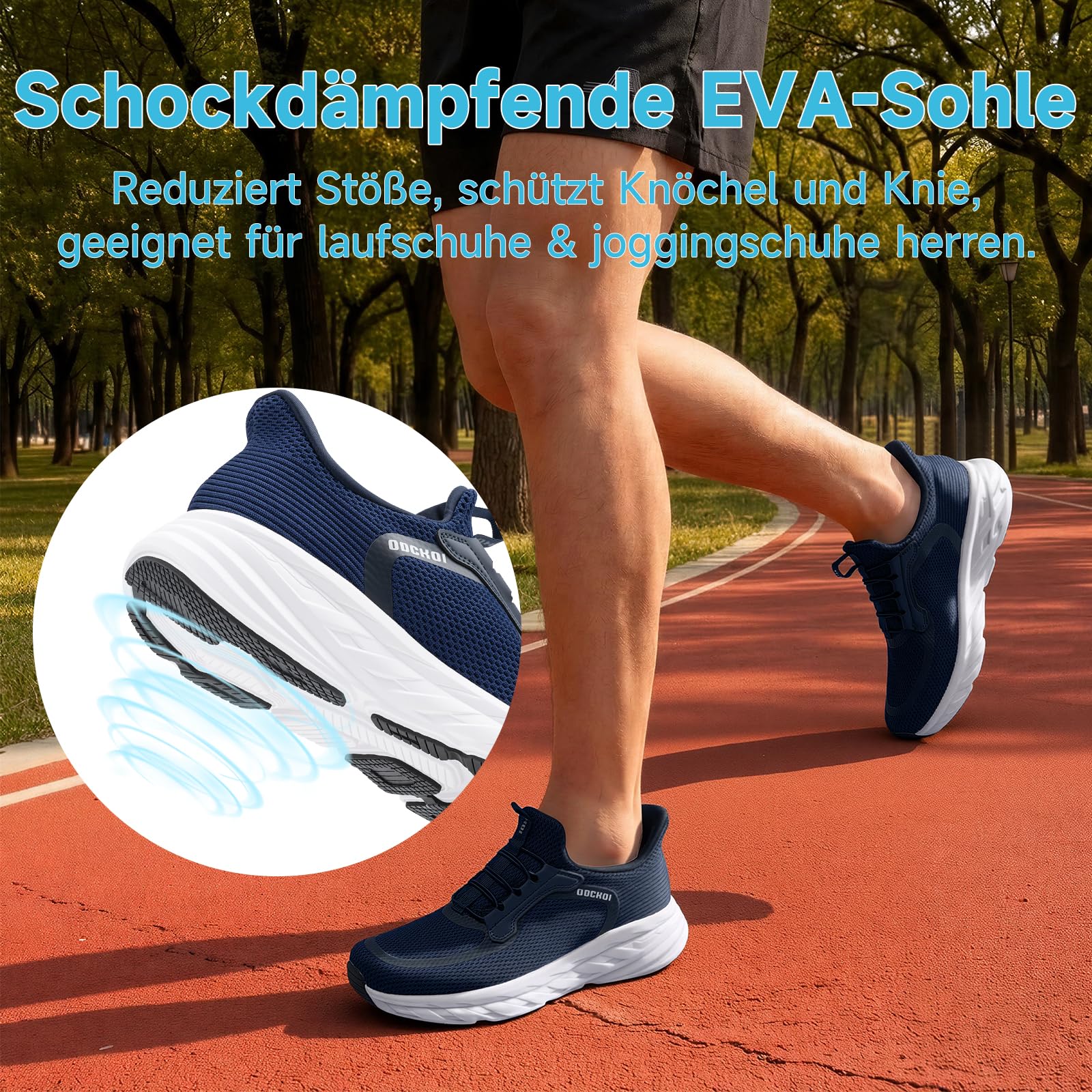 ODCKOI Slip On Sneaker Herren Laufschuhe & Turnschuhe Bequeme Slip In Schuhe mit elastischen Schnürsenkeln Mesh Leichte Atmungsaktive Freizeitschuhe für Alltag & Indoor