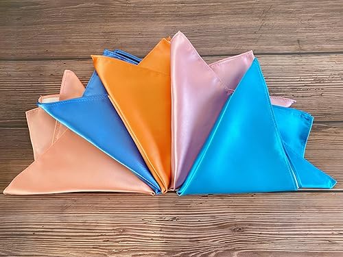 Vista 71 de KissTies Juego de corbatas de satén para hombre + pañuelo de bolsillo Rojo