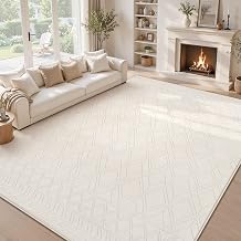 8x10 Area Rugs Washable Rug Geometric Moroccan Farmhouse Rugs Large Living Room Rug Modern Neutral Soft Non-Slip Printed Pattern Carpet for Bedroom Dining Room Nursery Office Beige, 8x10