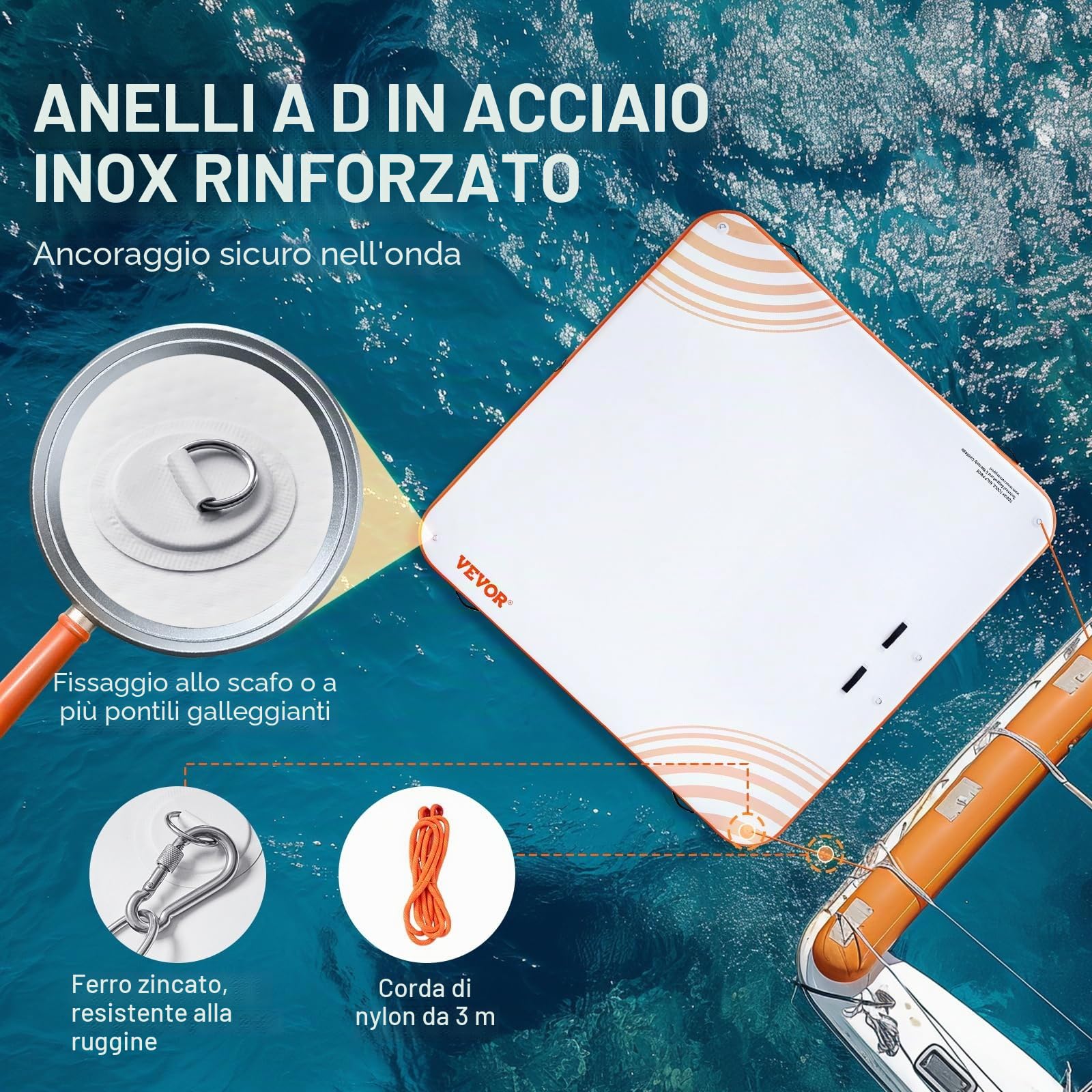 VEVOR Pontile Gonfiabile Galleggiante, Piattaforma per pontile Gonfiabile, Tappetino Antiscivolo per Acqua Galleggiante con Scala Staccabile e Borsa per Il Trasporto Portatile, Piattaforma