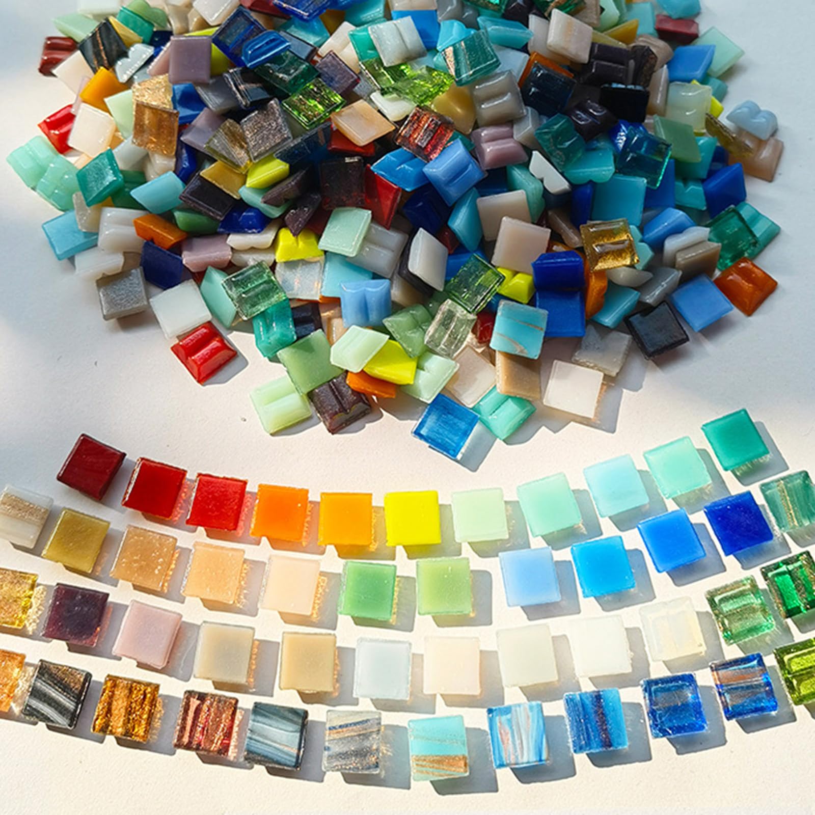 1.1LB 0.39" Square Mixd Color Crystal Glass Mosaic Tiles for Crafts, Mosaic Tiles for Crafts Bulk, Mosaic Pieces for Crafts, Mosaic Making Supplies-picture-21