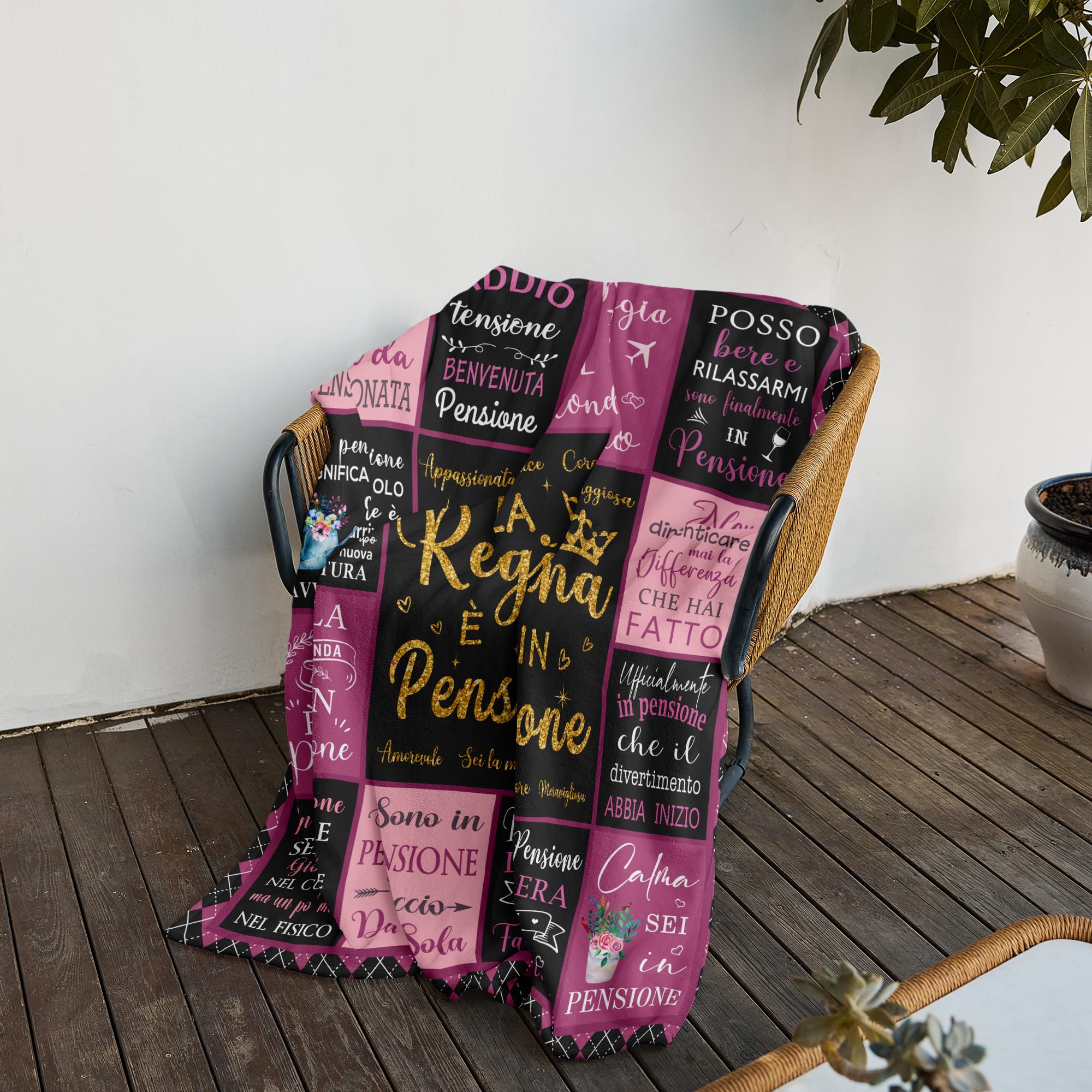 Regali Pensione Donna, Pensione Donna, Regalo Collega Che Cambia Lavoro, Idea Regalo di addio per la collega, Regali di Pensionamento per Collega, Mamma, Nonna, Amica, Coperta Pensione 150x130CM