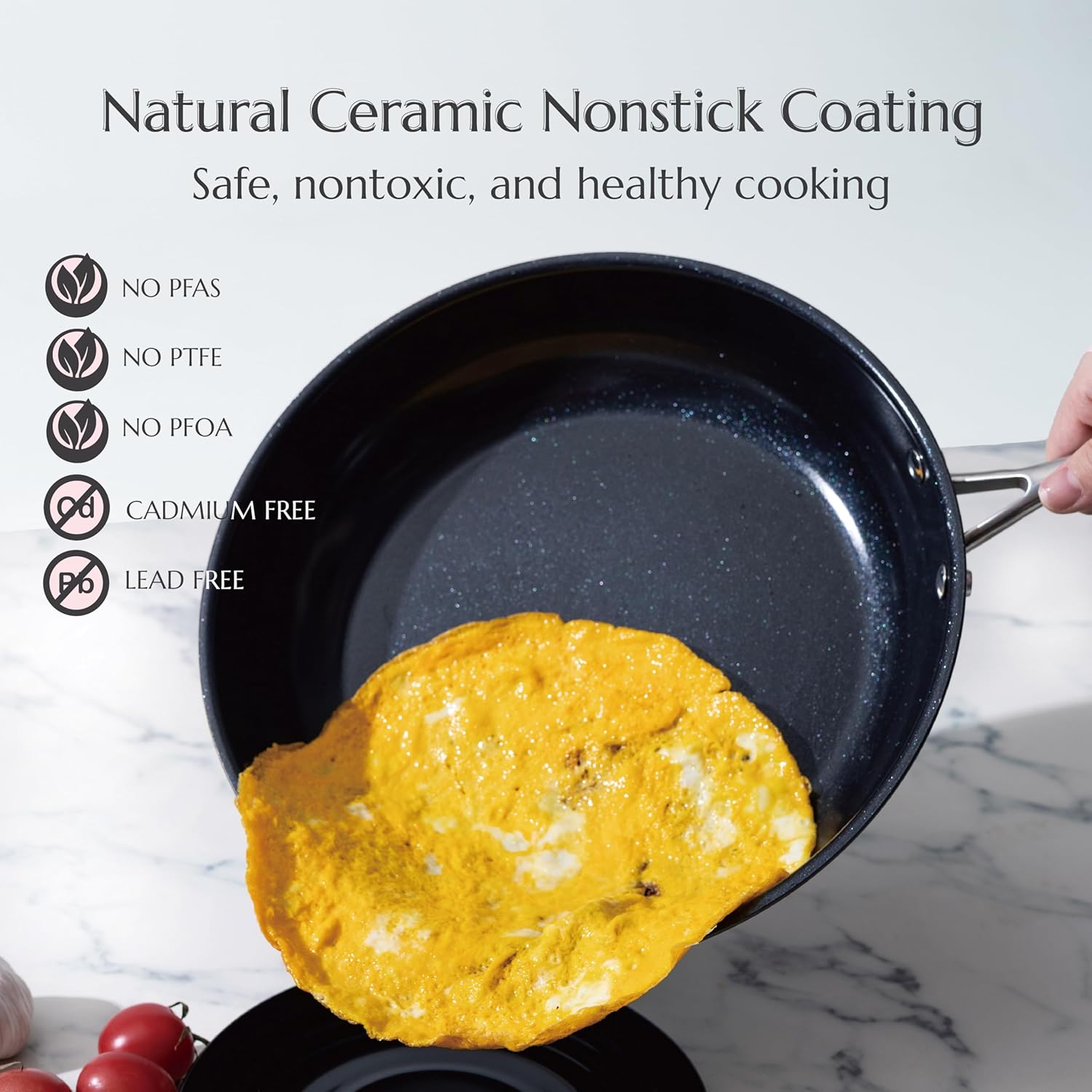 UUKRAVE Nonstick Ceramic Frying Pan Set, Nonstick Cookie Baking Sheet Set of 3, Non-Toxic, PFAS/PTFE/PFOA-Free, Dishwasher & Oven Safe