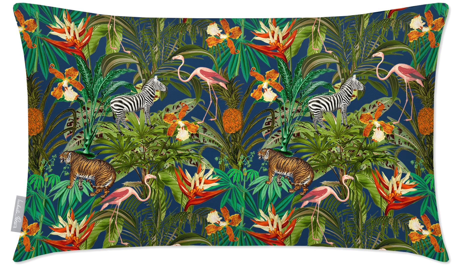 Izabela Peters Estate Blue Outdoor Cushions Waterproof, 50 X 30 Cm, Filled Outdoor Cushion, Jungle Fusion - Garden Furniture Cushions, Outdoor Seat Cushions, Garden Chair Cushions