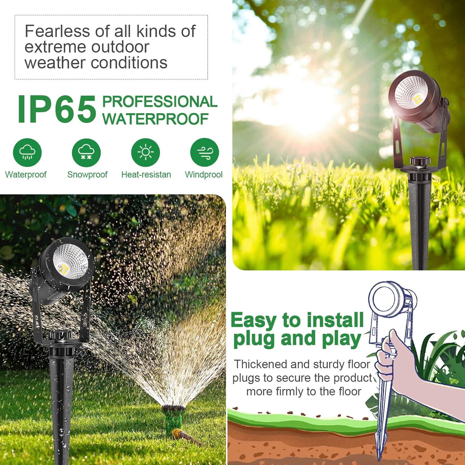 Low Voltage Landscape Lighting, 8 Pack Outdoor Spot Lights with Transformers, 12V Warm White Landscape Spotlights IP65 Waterproof Plug in Outdoor Uplights for Yard House Pathway Tree Pools - Image 3