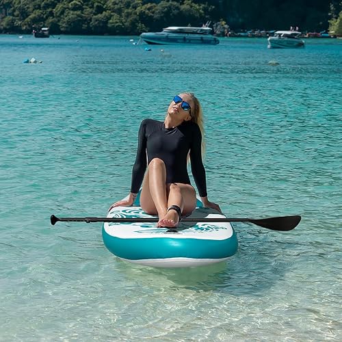 Vista 37 de FEATH-R-LITE Inflatable Paddle Board Stand Up Paddleboards for Adults SUP with Premium Accessories Pump, Adjustable Paddle, Leash, Three Fins, Azul