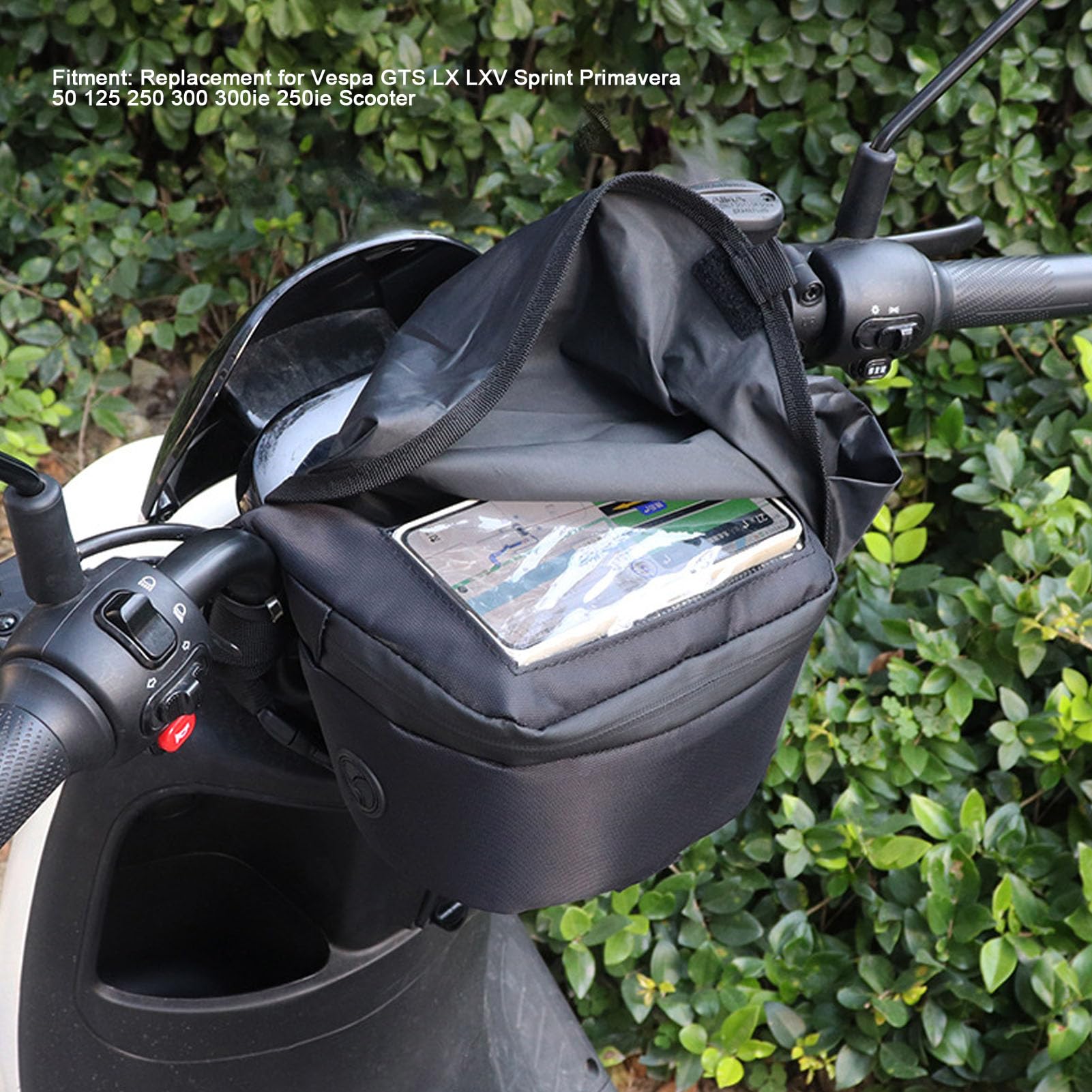 Borsa Moto, Borsa Manubrio Moto Funzionamento Touch Screen Impermeabile Nero Sostituzione Universale per Vespa GTS LX LXV Sprint