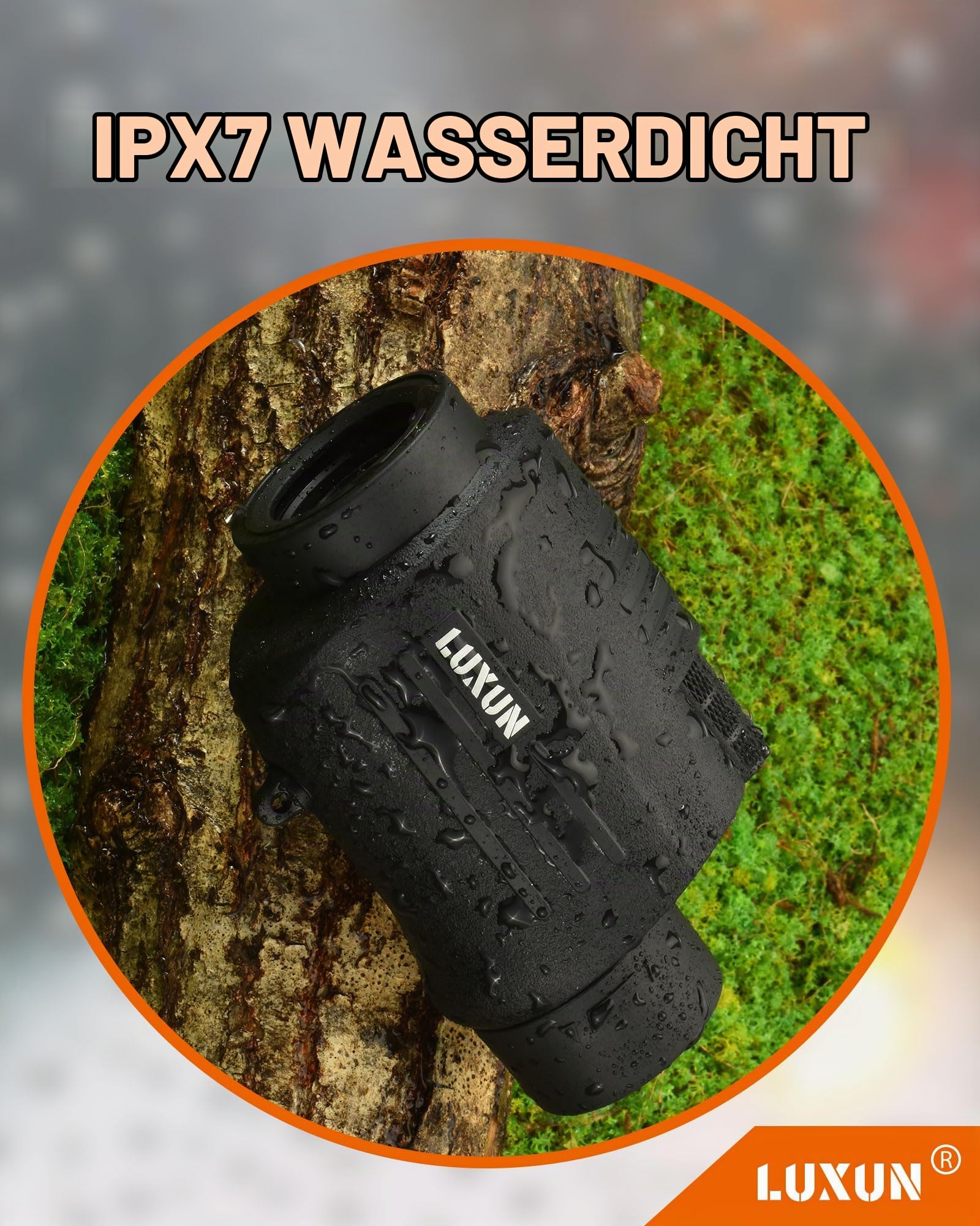 LUXUN Monokular 8x30 Fernglas Mini Monokular, IPX7 Wasserdicht, BaK-4 Glas und Mehrschichtvergütung, inklusive Handschlaufe und Transporttasche, schwarz