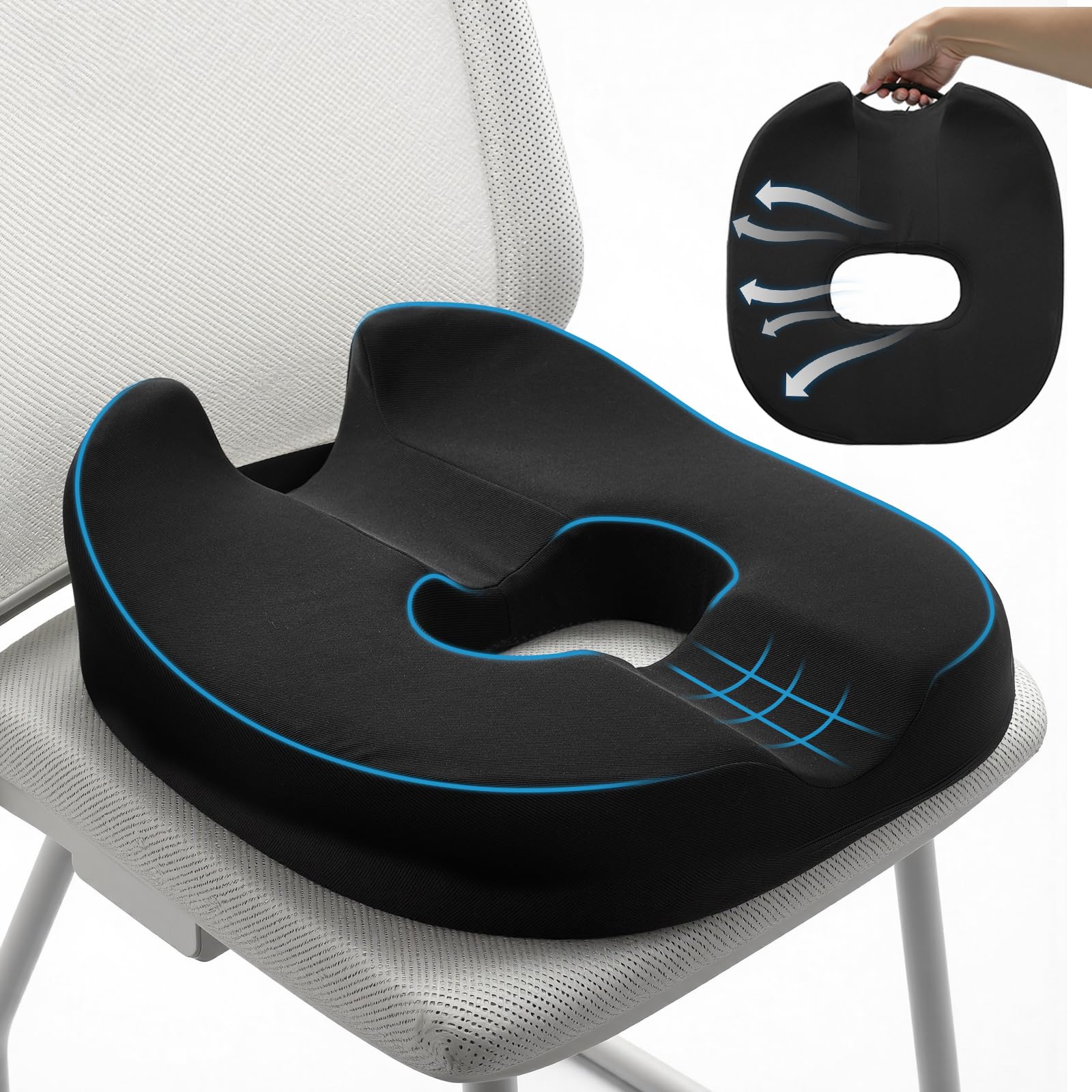 Warmiehomy Donut Cushion for Coccyx Pain, Hemorrhoids Pain Relief Cushion