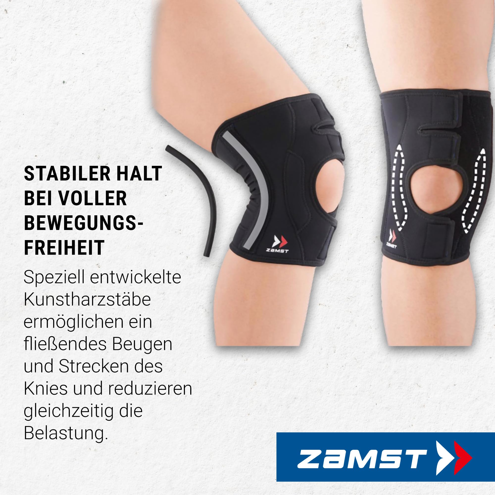 Zamst EK-3 Kniebandage Verstellbar - Mediale & Laterale Stabilisierung - Kompressions- Kniebandage Männer - Kniebandage Damen - Bequem Atmungsaktiv Offenes Design - Bandage Knie - Ideal zum Sport (L)
