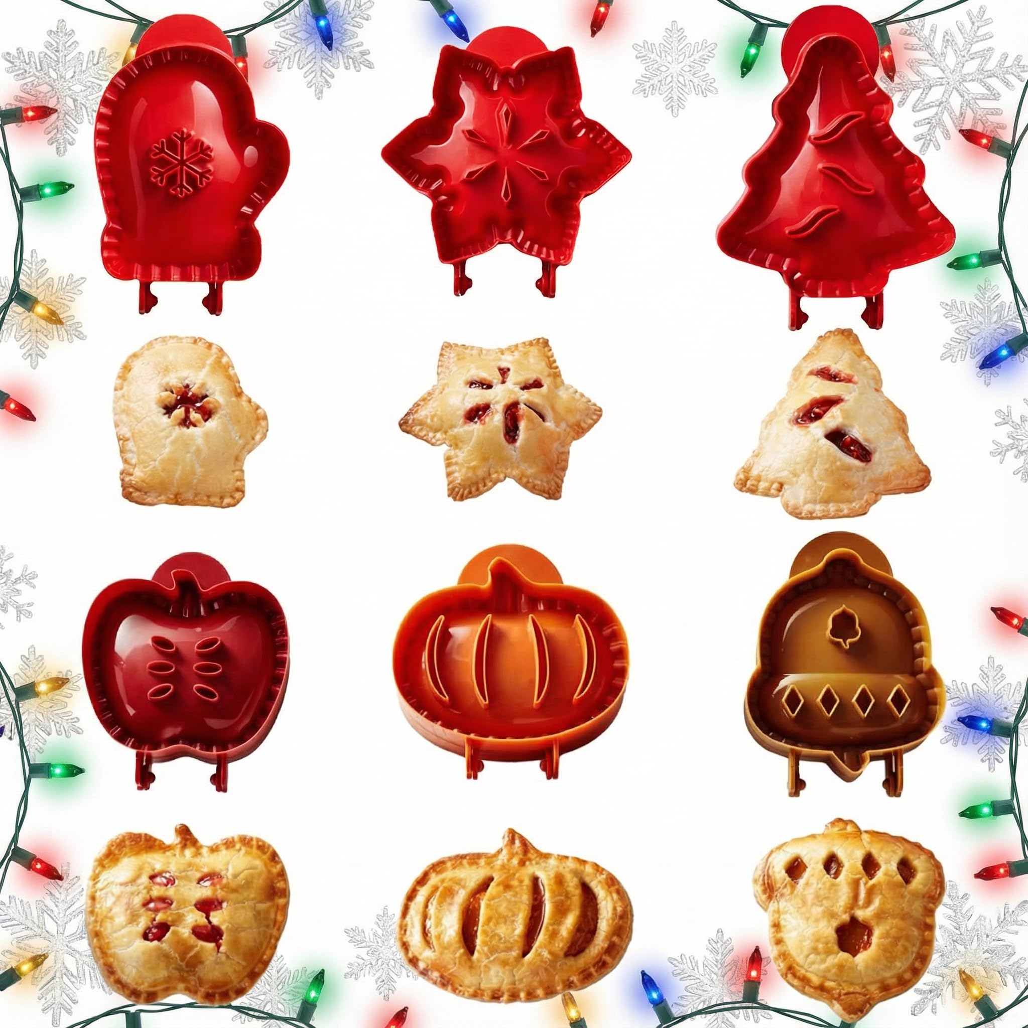 Christmas 6PCS Hand Pie Molds for Baking Mini Pie Maker for Christmas Party Baking Supplies Party Dough Presser Pocket Pie Molds (6PCS)