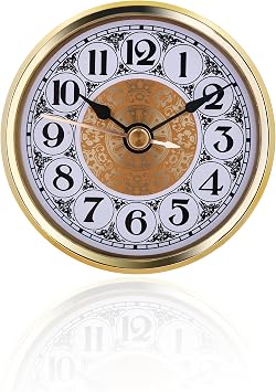 Clock Insert 70mm 2.8 Inch, Arabic Numerals Clock Decor, Quartz Clock Replacement, Clock Faces for Crafts, Fit Hole of Diameter 62mm2.4 inch - Gold