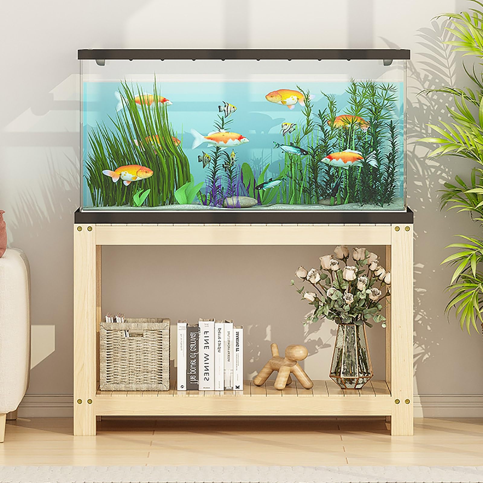 Soporte para Acuario Mueble para Acuario Mesa De Acuario Longitud 15,8-59 Pulgadas (40-150 Cm) Diseño De Doble Capa Fuerte Capacidad De Carga Apto para Uso Doméstico(40x30x50cm)