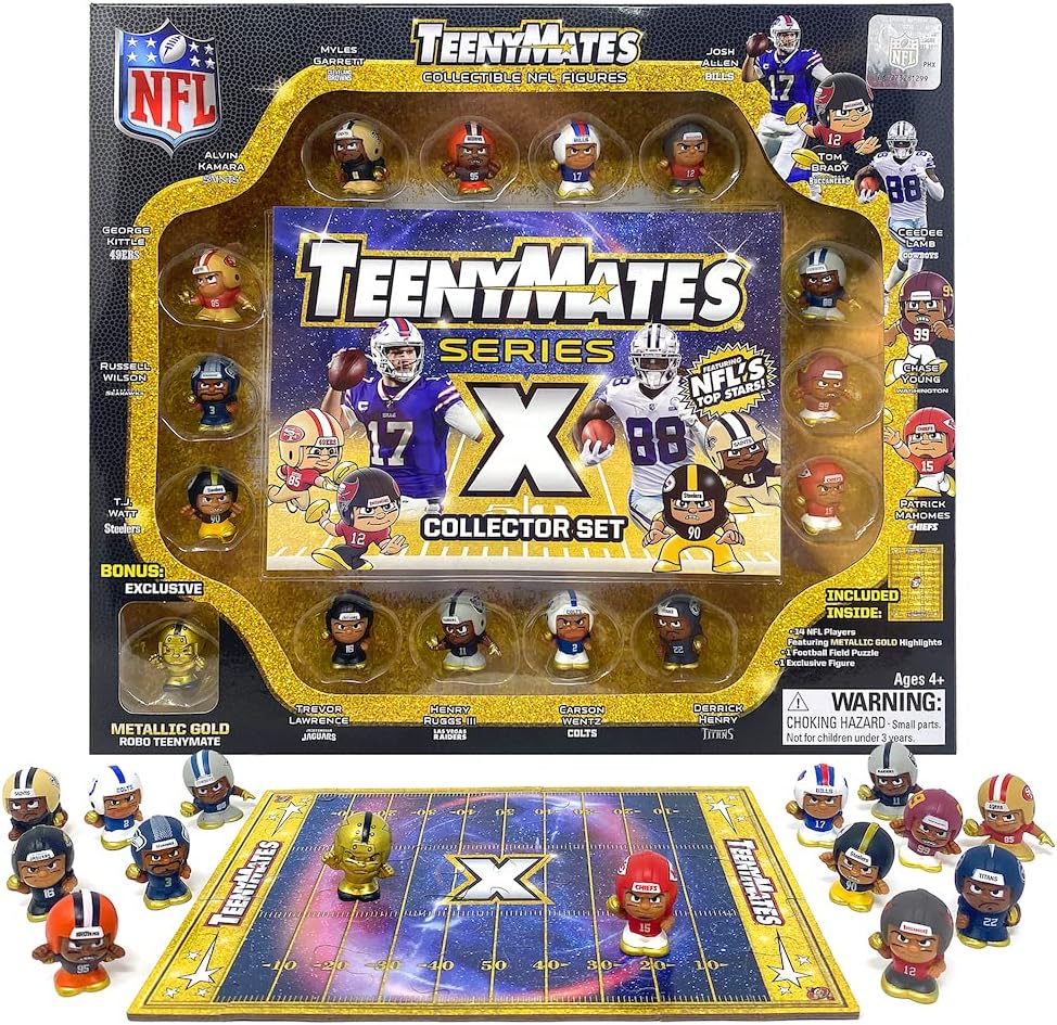 Party Animal Teenymates 2021 NFL Series X (10) - NFL Player Mini Figures Collector Box Set 14 Players Plus Rare Exclusive Metallic Gold Robo Minifigure : Toys & Games