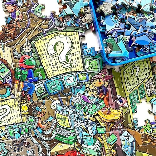 Miniatura 6 de Techno Dystopia by Evermade - Rompecabezas misterioso de mensaje oculto para adultos, 1000 piezas, arte bellamente detallado de 20 x 28 pulgadas