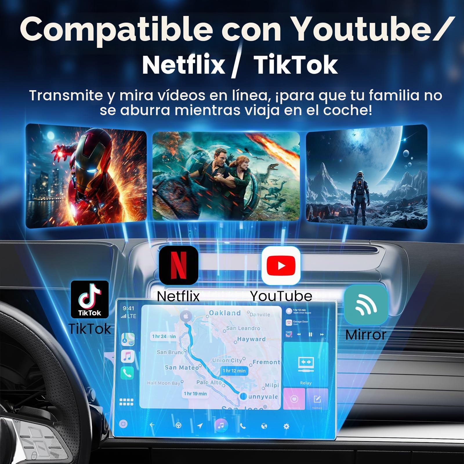 CarPlay AI Box 2026 Upgrade – Adaptador inalámbrico Apple CarPlay y Android Auto, Magic Video Box con Netflix, Soporte para Tarjetas TF, Plug-and-Play Carplay Adapter para iOS 10+ / Android 11+